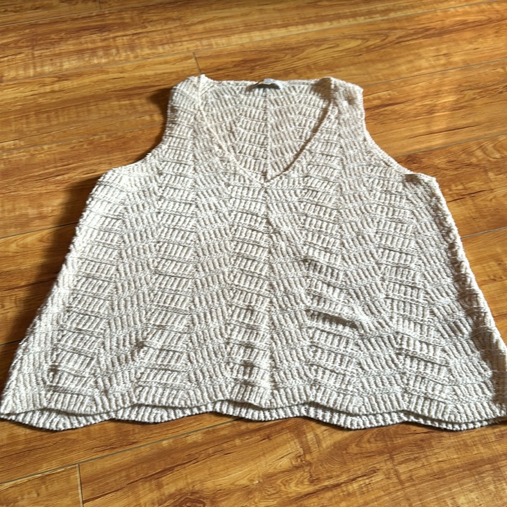 Madewell Cream Sleeveless Crochet Sweater, Size Medium